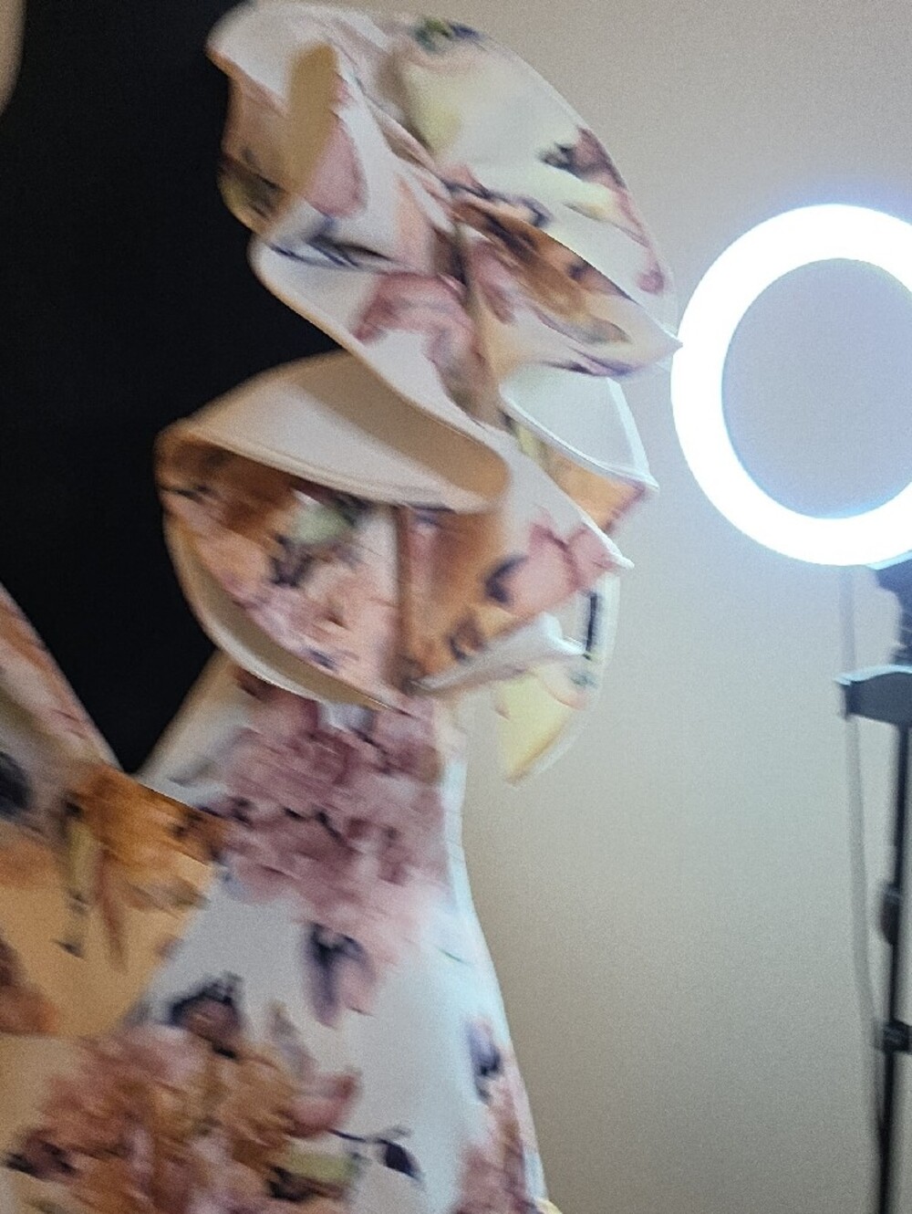 One-Shoulder Floral Ruffle Mini Dress - Blush Pink - Picture 10 of 13